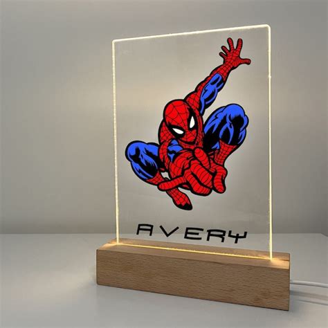 Spiderman Night Light Wood Etsy