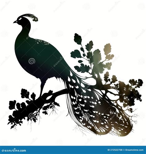 Silueta De Pavo Real Ai Generativo Stock de ilustración Ilustración