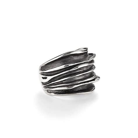 Oxidized Silver Wide Waves Ring The Jewelbox