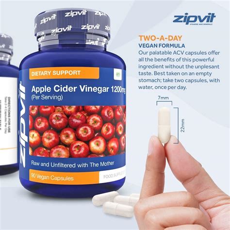 Apple Cider Vinegar With Mother Capsules 1200mg Daily Dose 90 Vegan Apple Cider Vinegar Capsules