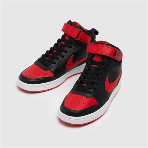 Kids Boys Youth Black And Red Nike Court Borough Mid 2 Trainers Schuh