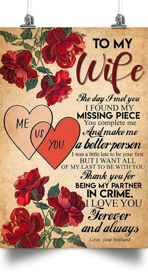 Rose Poster To My Wife I Love You Forever And Always Wife T