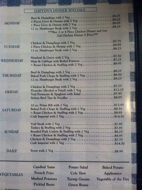 Menu Of Daytons Chicken And Seafood In Salisbury Md 21804