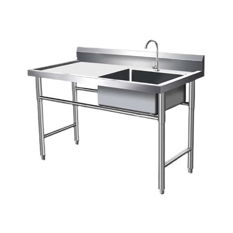 Guanbai Stainless Steel Prep Workbench With Sink And Drainboard As