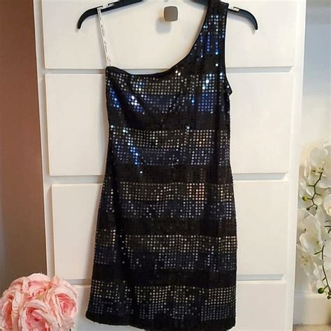 Material Girl Dresses Material Girl Blue Black Sparkle Embellished