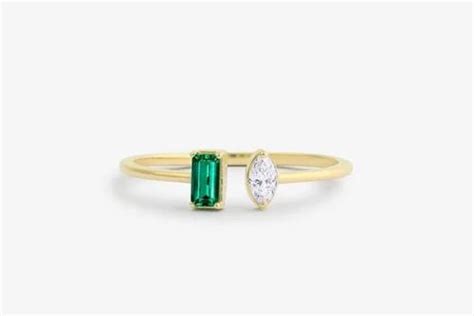 Green Ruby And Emerald Sterling Silver Gold Plated Panna Ring For