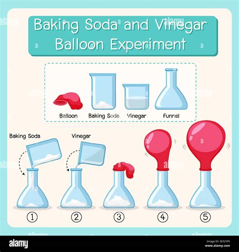 Science experiment with baking soda and vinegar balloon illustration ...