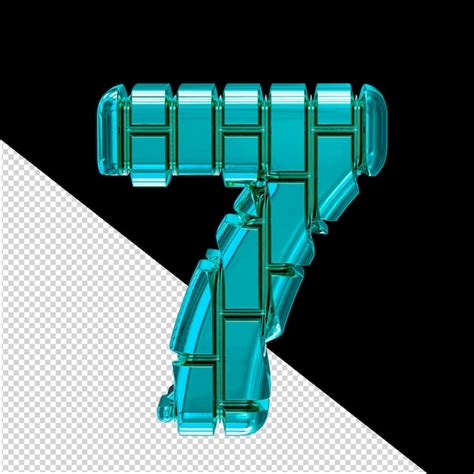 Symbole 3d Fait De Briques Verticales Turquoise Numéro 7 PSD Premium