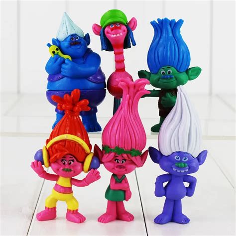 6pcs Lot Trolls Poppy Branch Cooper PVC Figure Toy Collection Model