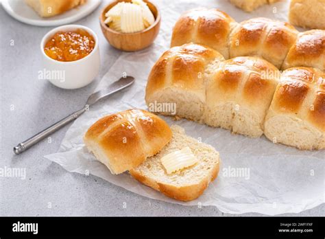 Hot Cross Buns Served With Butter And Orange Marmalade Recipe For