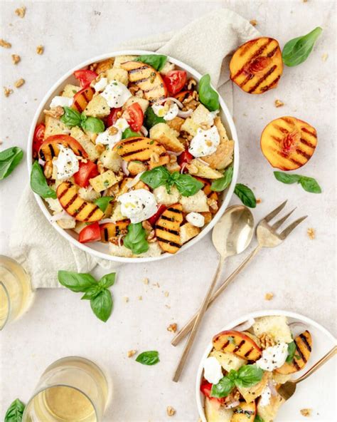 Grilled Peach And Ricotta Panzanella Salad Recipe ~ Barley And Sage