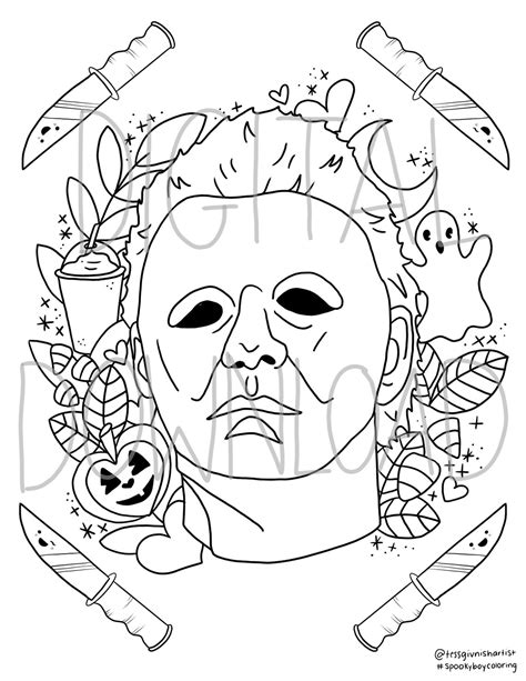 Michael Myers Coloring Sheet Etsy