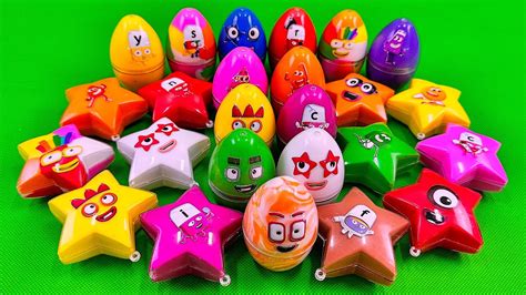 Rainbow Eggs Clay Digging Numberblocks Stars With Slime Coloring