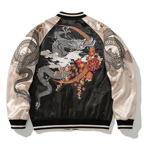 Black Dragon Bomber Jacket Japanese Oni Masks