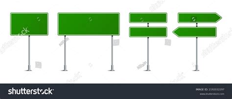 Vector Illustration Green Road Signs Isolated Stock Vector Royalty