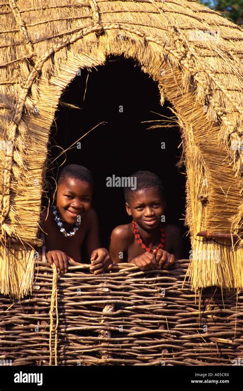 South Africa Simunye Zulu Girls In Hut Stock Photo Alamy