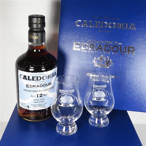 Edradour Caledonia 12 Year Old T Set With With Two Glasses 70cl 46