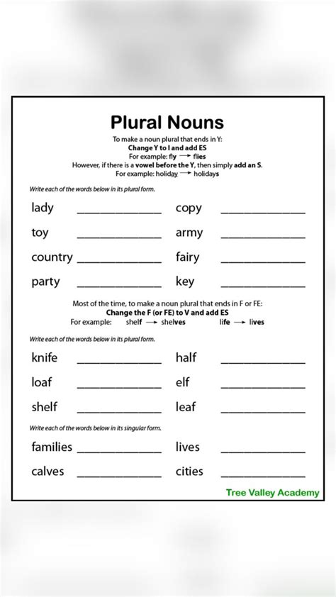 Plural Noun Worksheets For Learning And Practice