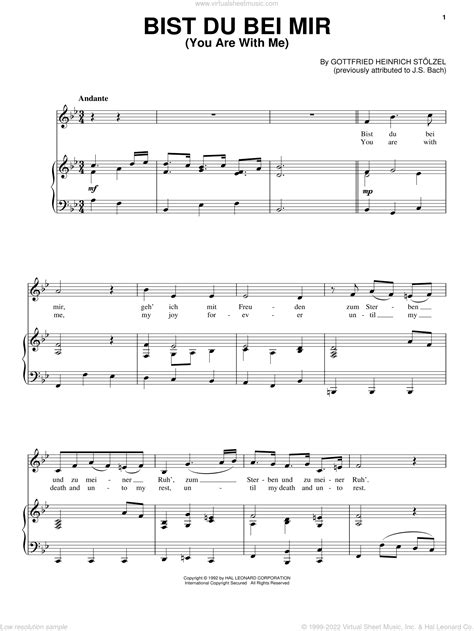 Bist Du Bei Mir Sheet Music For Voice Piano Or Guitar Pdf