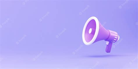 Megafone 3d Realista Conceito Mínimo De Alto Falante Megafone Em Fundo Roxo Ilustração 3d