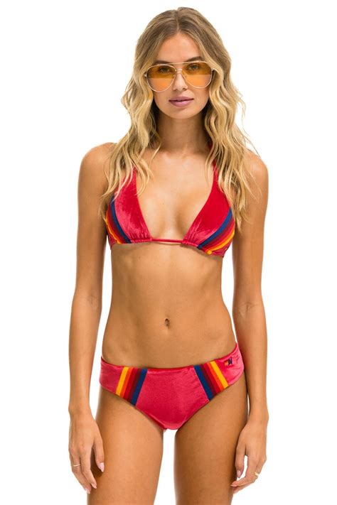 Velvet Triangle Bikini Top Red Aviator Nation