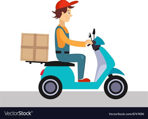 Delivery man on a bike Royalty Free Vector Image