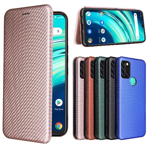 Case For Umidigi A Pro Magnetic Carbon Fiber Card Insertion Leather