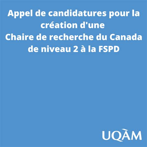 Appel De Candidatures Pour La Cr Ation D Une Chaire De Recherche Du