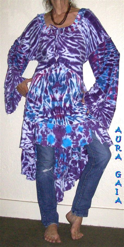 AuraGaia Mizz Passion Shibori Hand Dyed Serger Madness Tunic Dress