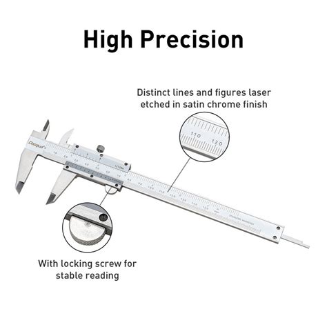 DASQUA 6 Inch 150mm Stainless Steel Vernier Caliper Micrometer Durable