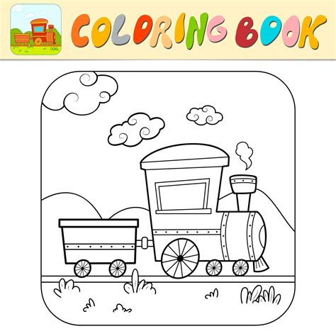 Coloring Book Or Coloring Page For Kids Train Black And White Vector