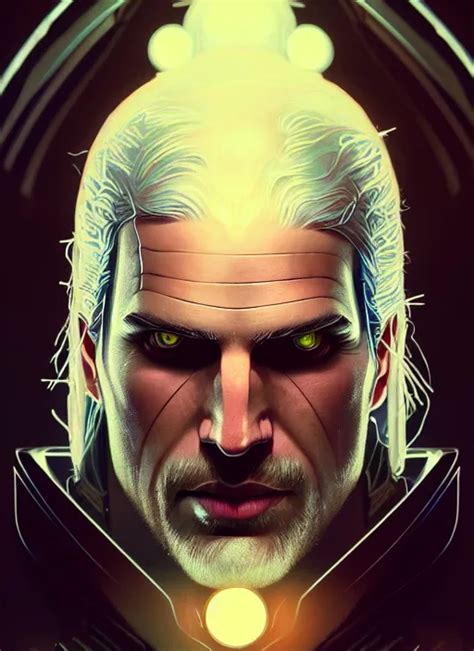 Symmetry Portrait Of Geralt Of Rivia Sci Fi Tech Stable Diffusion