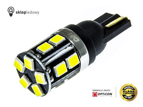 Żarówka Led W16W T15 15x SMD 2835 12V Biały Zimny 6000K CANBUS OPTICON ...