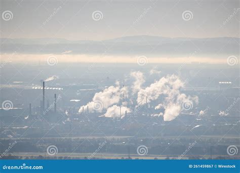 View of a Factory and Industrial Zone through the Fog and Smog, the ...