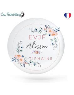 Badge Evjf Personnalis C Ur Fleurs Roses Les Bambetises