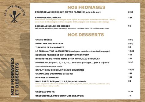 Notre Carte Des Plats La Marotte