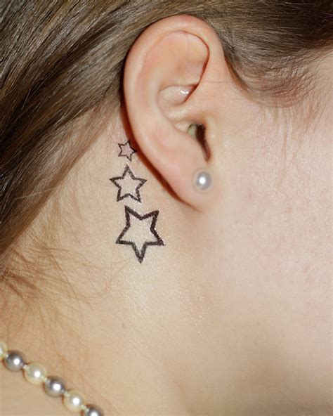 Top 178 3 Stars Behind Ear Tattoo