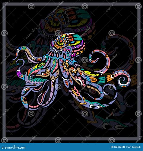 Colorful Octopus Kraken Mandala Arts Stock Illustration - Illustration of abstract, marine ...