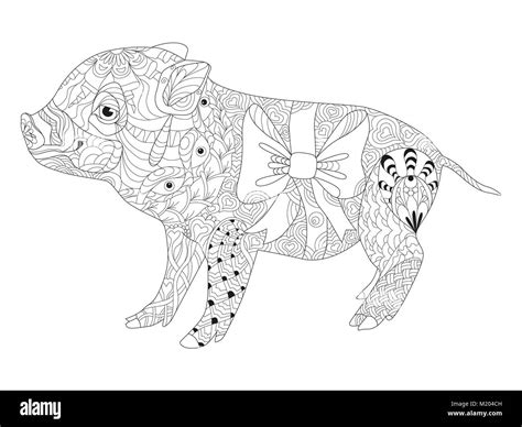 Zentangle Illustration Avec Cochon Tangle Zen Ou Doodle Porcelet