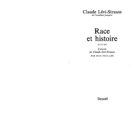 Pdf Lévi Strauss Claude Race Et Histoire 1987 Dokumentips