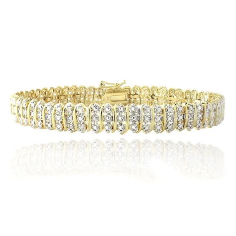 18k Gold Plated 925 Sterling Silver Diamond Tennis Bracelet Wholesale