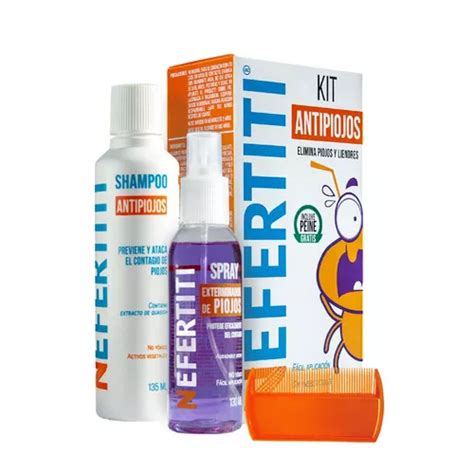 Kit Shampoo Spray Nefertiti Anti Piojos Y Liendres Peine