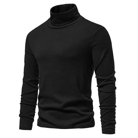 Oalirro Men Plain Long Sleeve Mock Turtleneck Tee Shirt For Fall Winter Fitted