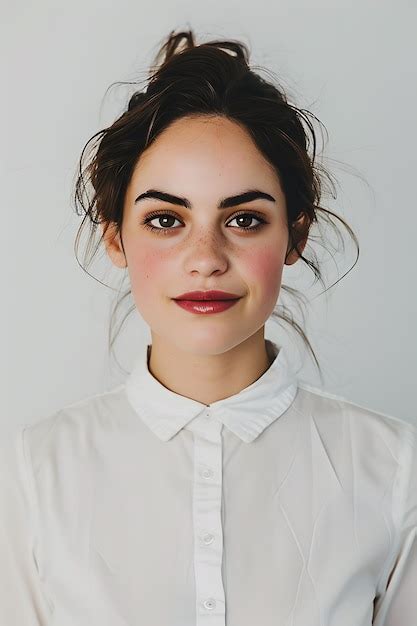 Retrato De Una Joven Morena Con Una Camisa Blanca Foto Premium