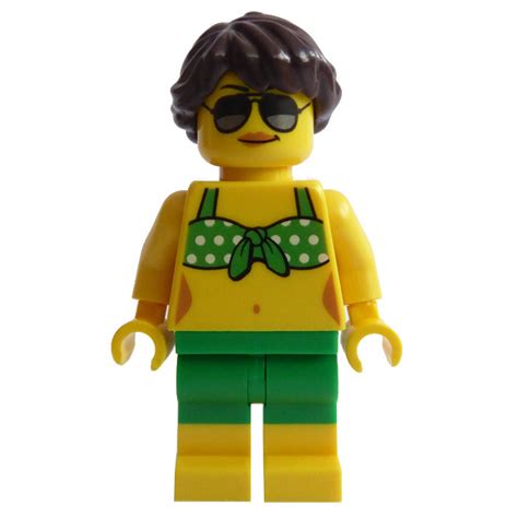 LEGO Beach Person With White Dotted Green Bikini Minifigure Brick Owl