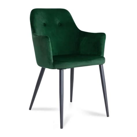 Fauteuil Gunnar Velours Vert Pieds Couleur Noir Lúzete