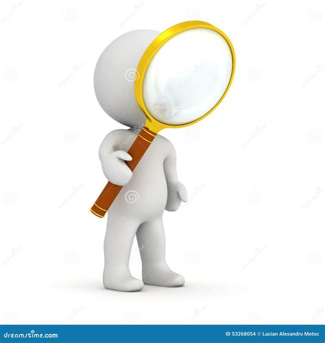 3d Character With Magnifying Glass Stock Illustration Illustration Of