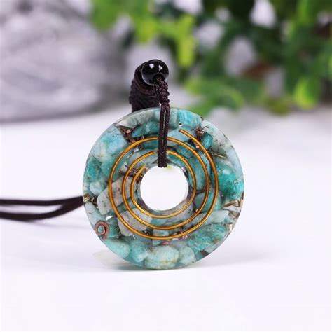 Beautiful Amazonite Orgonite Necklace Orgone Pyramids