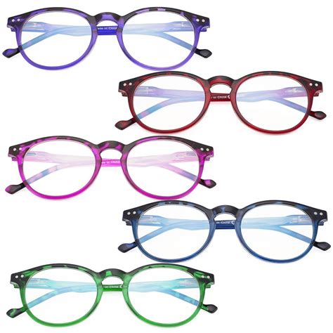 5-Pack Round Womens Reading Glasses -Oval Readers for Women Reading