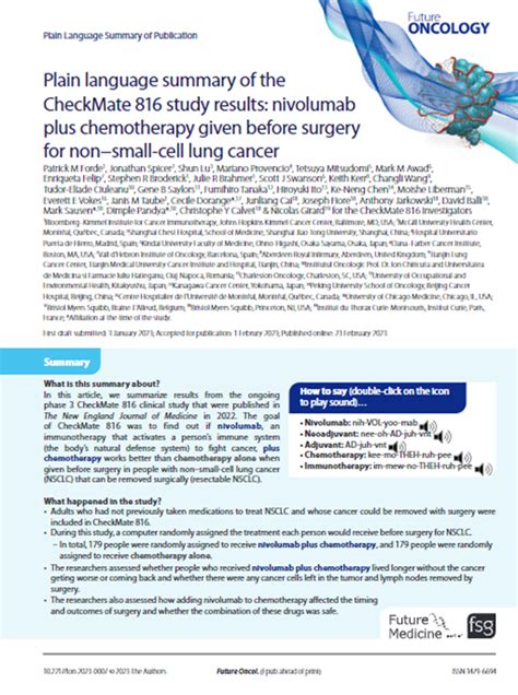 Nivolumab Plus Chemotherapy Given Before Surgery For Nsclc